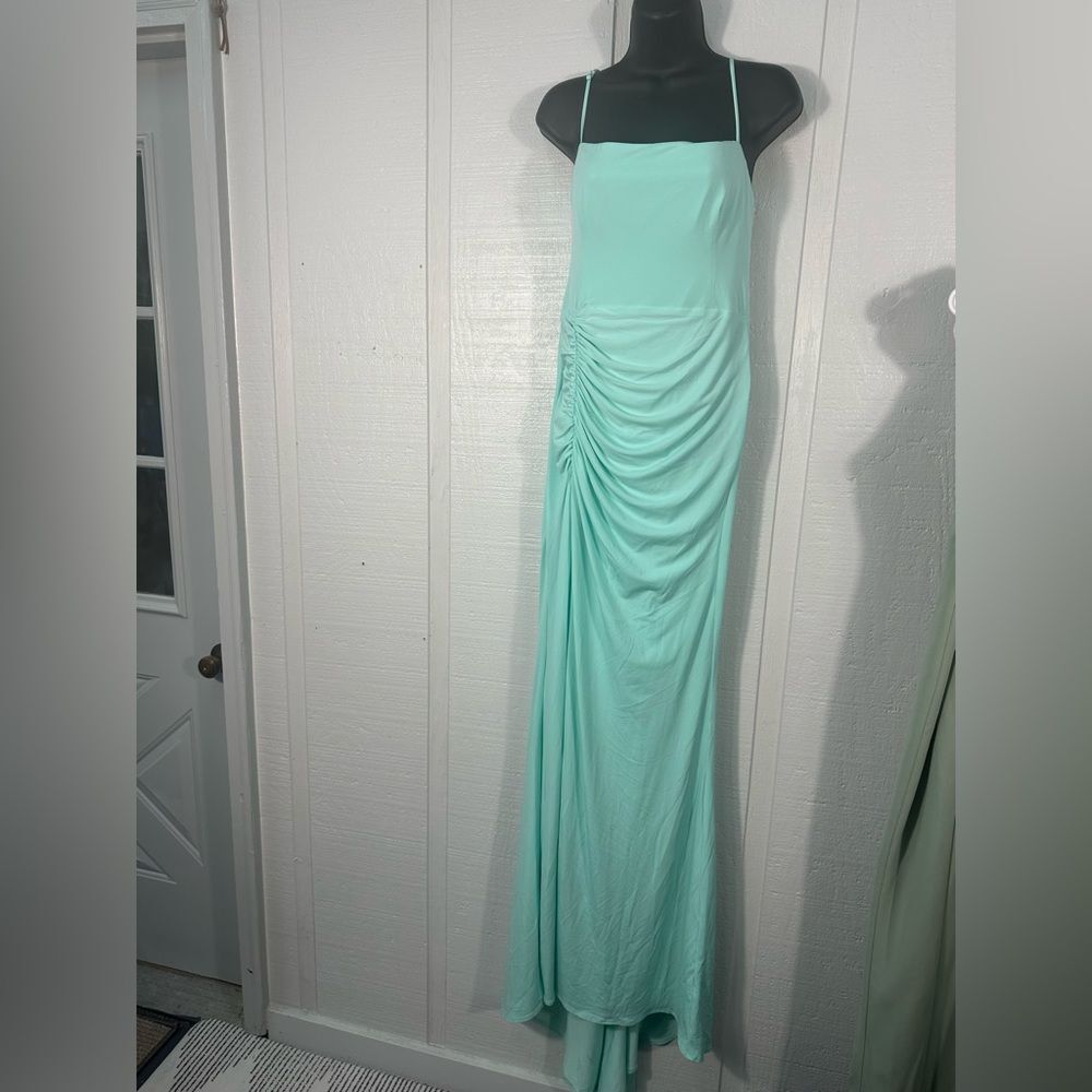 Katie May Los Angeles Mint Green Maxi Spaghetti Strap Dress Size Medium EUC